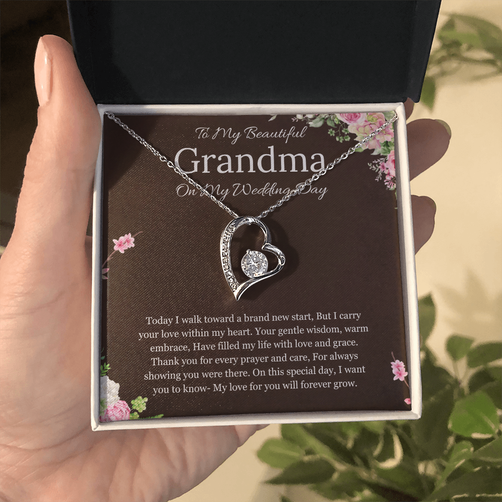 Grandmother of the Bride Gift to Grandma Wedding Gift for Grandma of the Bride Grandmother Wedding Necklace Forever Love Jewelry