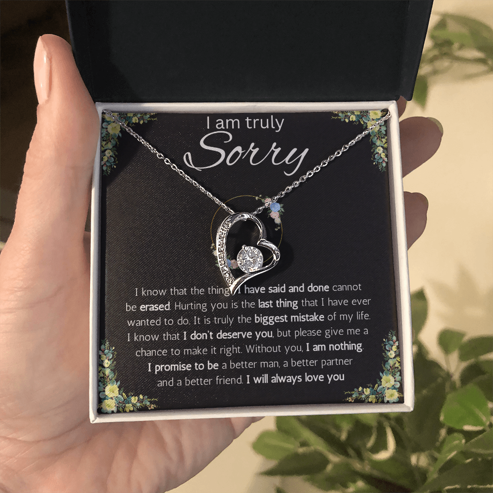 I'm sorry gift for her, apology gifts for her, i love you, i'm sorry gift necklace, sorry, forgiveness Solitaire Crystal necklace with message card
