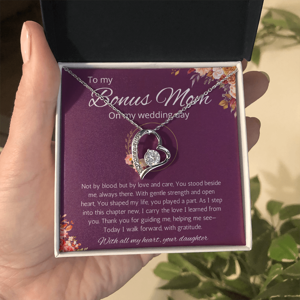 Bonus Mom Gift Necklace from Bride, Step Mother Wedding Gift From bride, Forever Love Gift Necklace From Bride to Stepmom from Stepdaughter