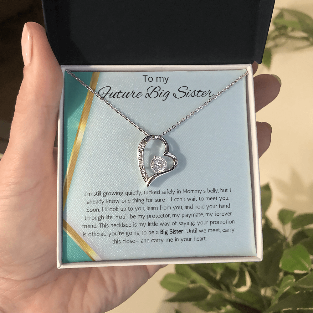 Promoted to Big Sister Gift Necklace Pregnancy Reveal Announcement Forever Love Jewelry Present