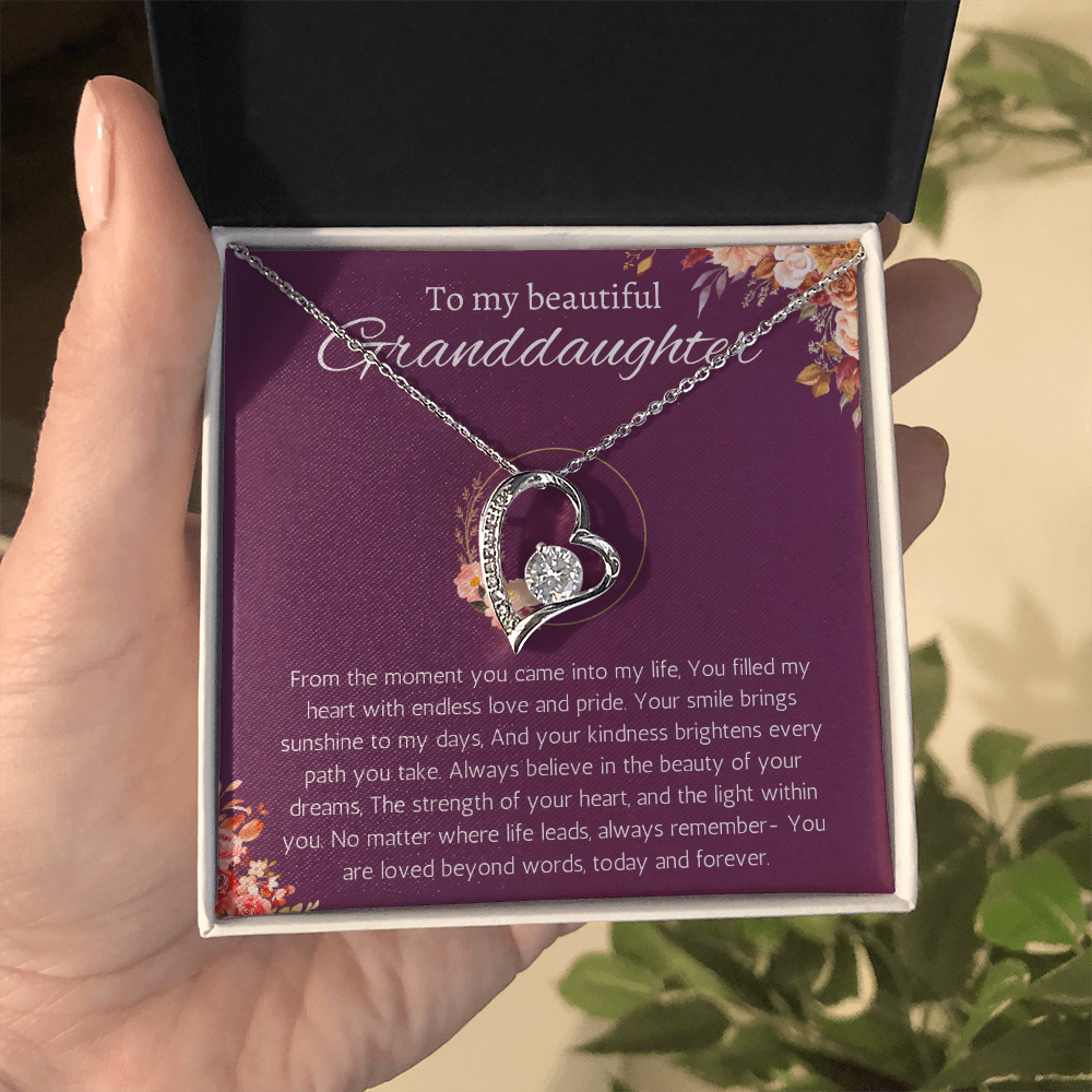 Granddaughter Gift Necklace for Birthday Christmas, Valentines, Mothers Day, Graduation Jewelry from Grandpa Grandma forever Love