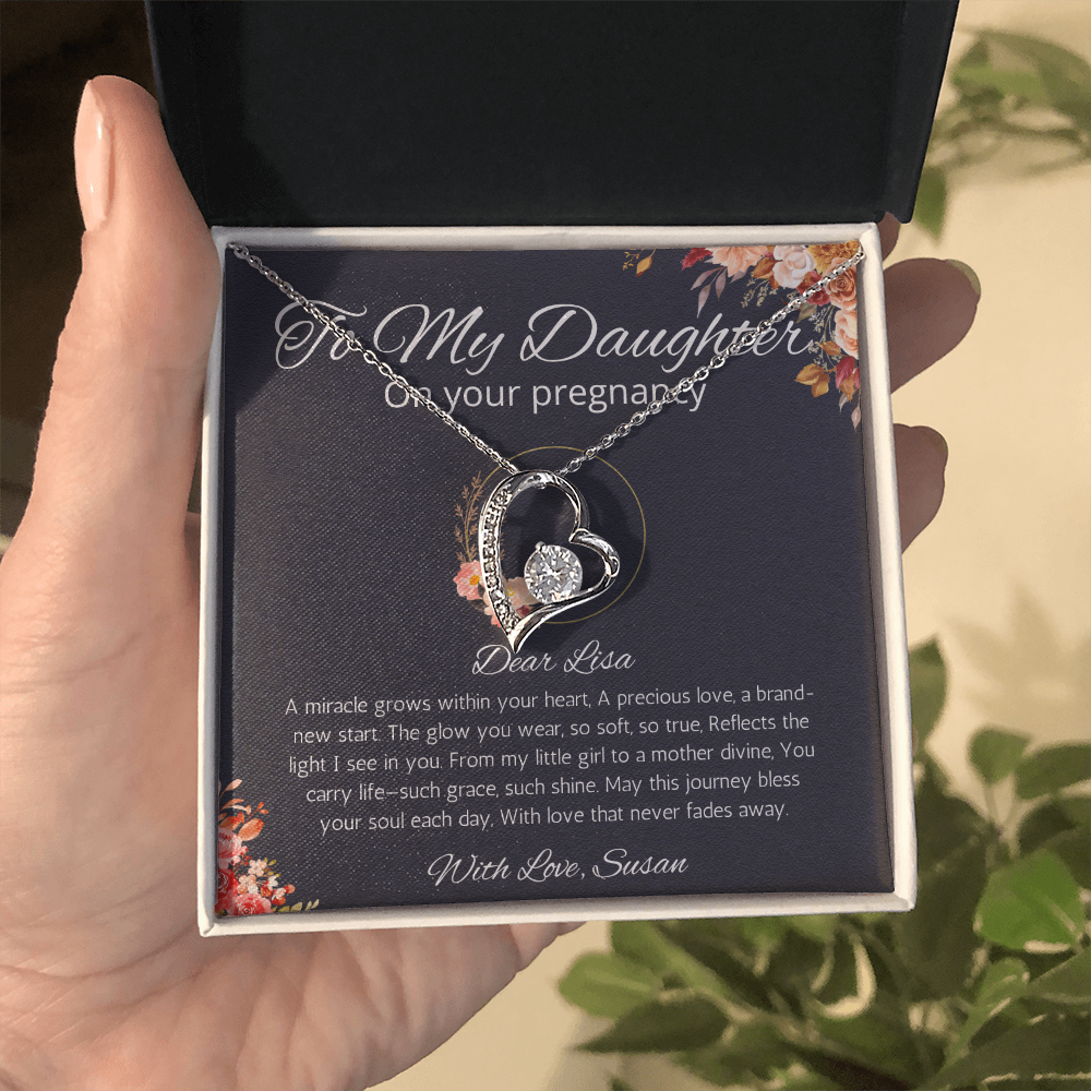 Daughter Pregnancy Gift Necklace, Personalized Gift From Mom, Baby shoer Gift  Forever Love Jewelry for  Pregnant Daughter Gift from Mom