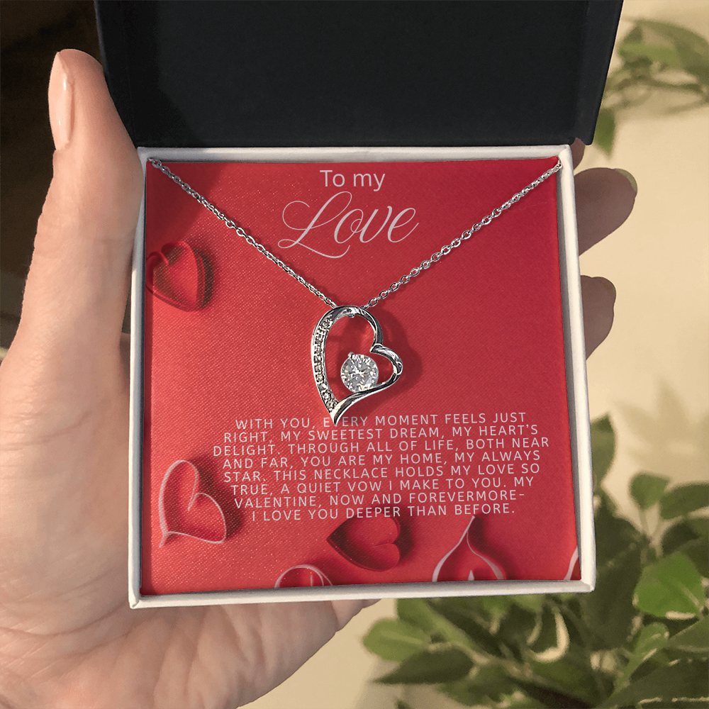 To My Love Gift Necklace for Girlfriend, Wife Valentines Day Gift for Girlfriend, Wife, Forever Love Necklace from Boyfriend husband Partner