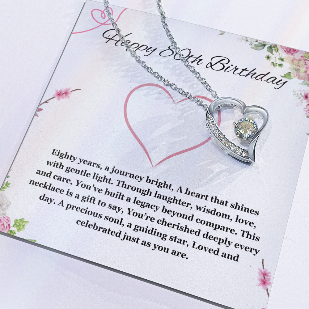 80th birthday gift for women, 80th birthday gift for mom, grandma, nana, Forever Love gift necklace, 80th birthday jewelry necklace, turning 80