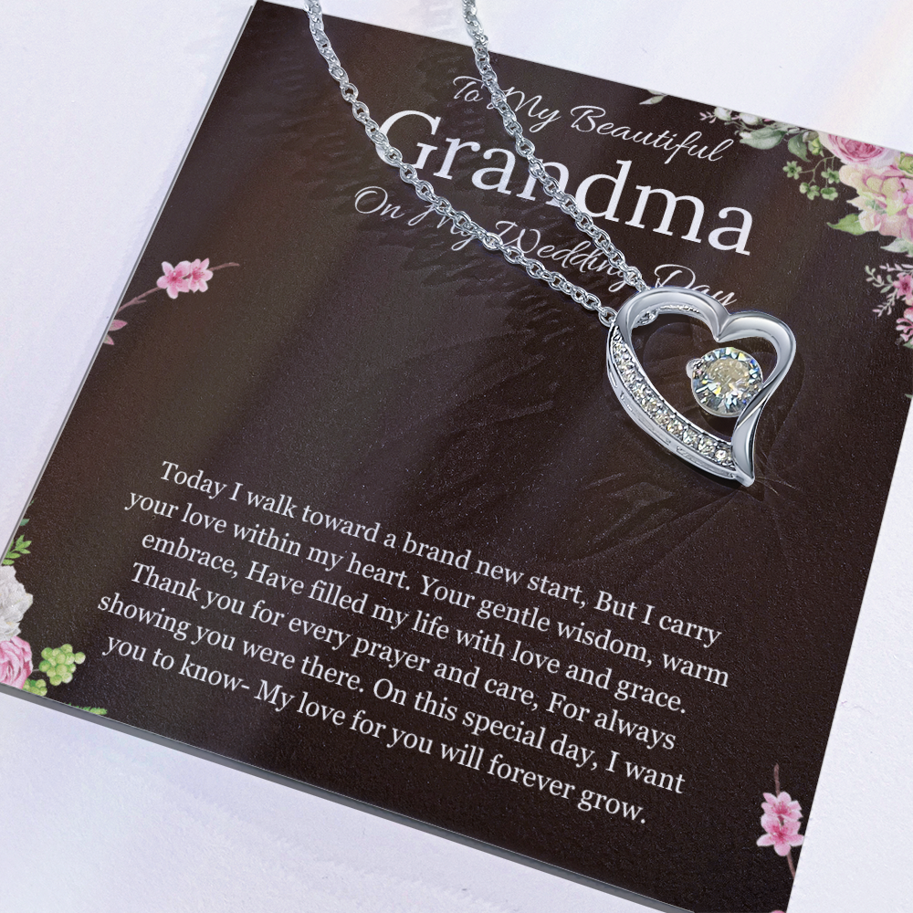 Grandmother of the Bride Gift to Grandma Wedding Gift for Grandma of the Bride Grandmother Wedding Necklace Forever Love Jewelry