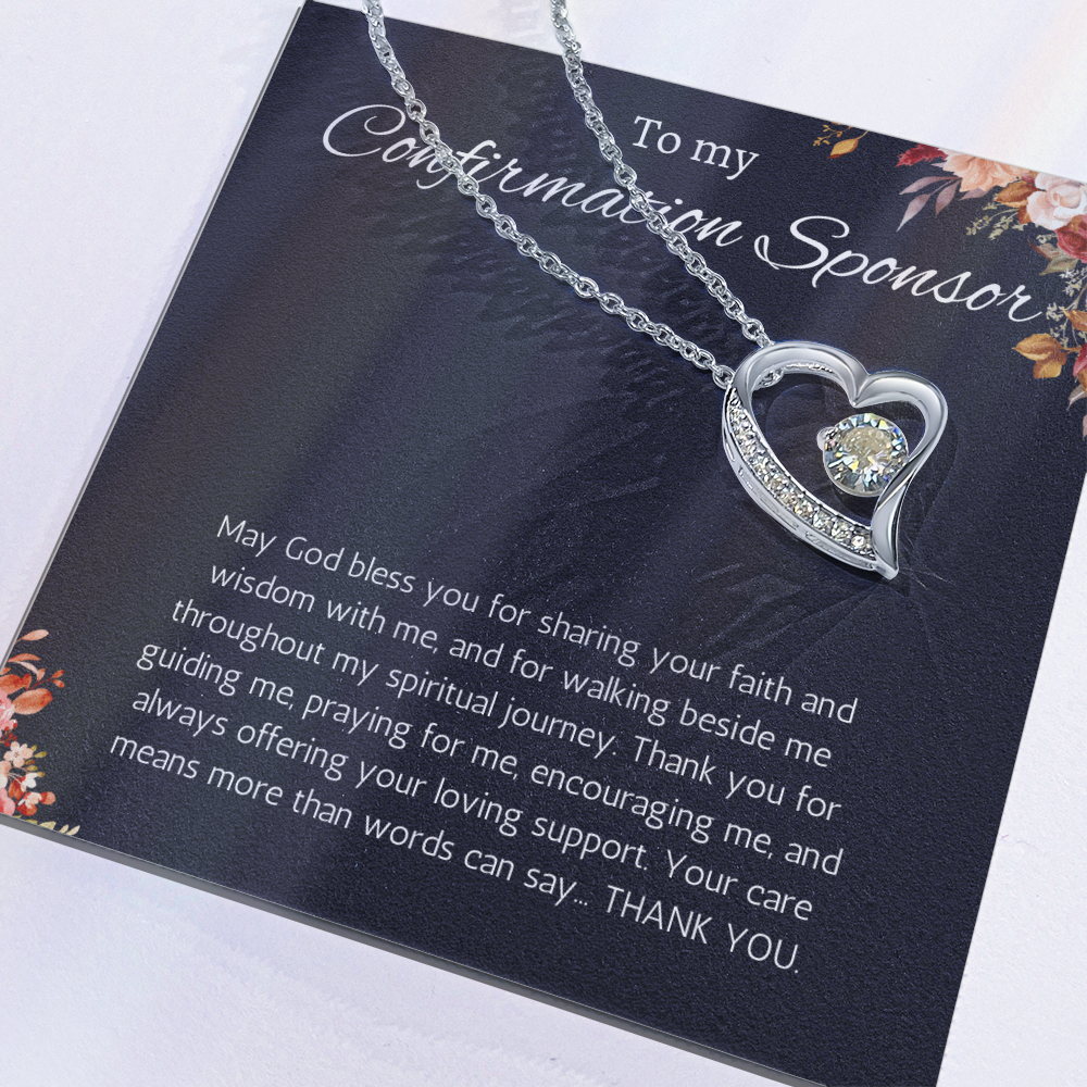 Confirmation Sponsor Gift for Women, Catholic Sponsor Gifts Thank you Gift Sponsor Confirmation Forever Love Jewelry Necklace