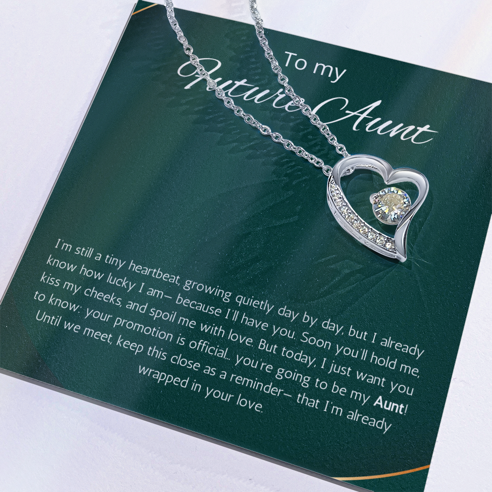 New Aunt Gift Necklace, Promoted to Auntie, Message Card Present For Pregnancy, Gender Reveal, Babyshower Forever Love Jewelry