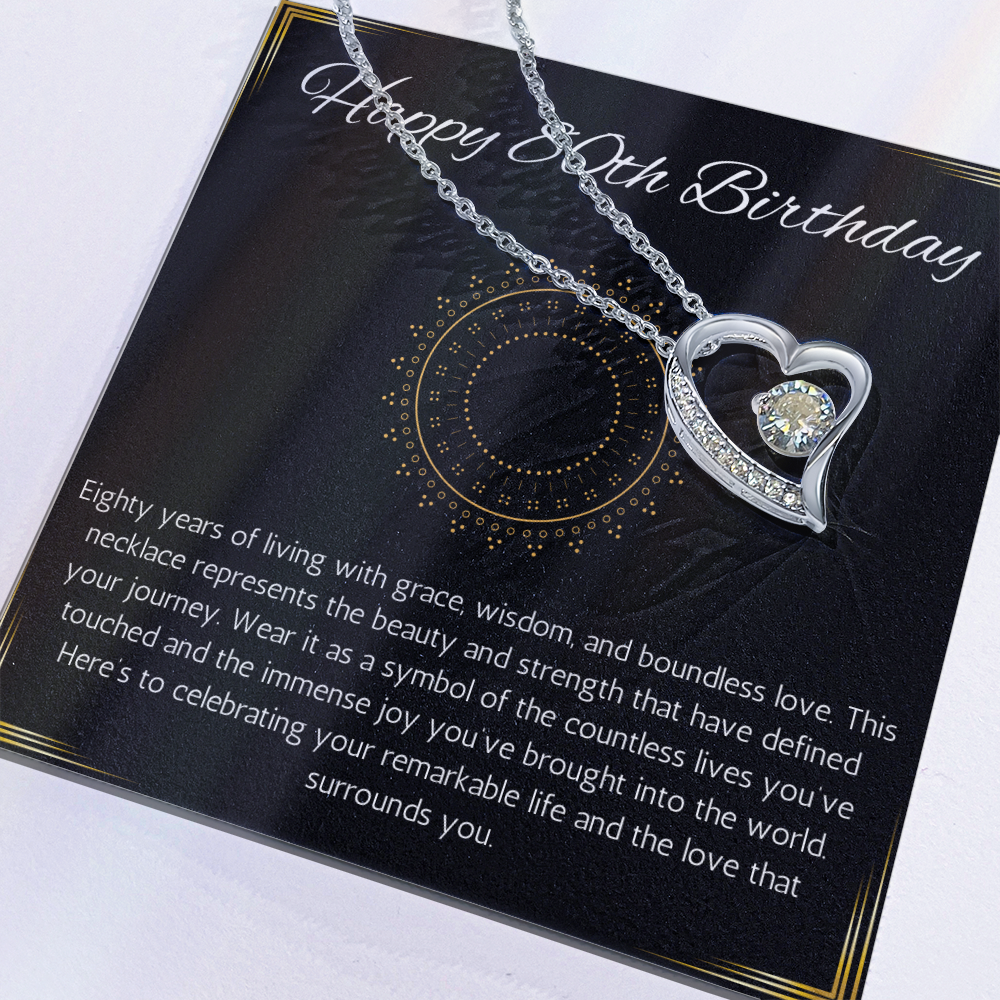 80th birthday gift for women, 80th birthday gift for mom, grandma, nana, Solitaire Crystal Necklace, 80th birthday jewelry necklace, turning 80
