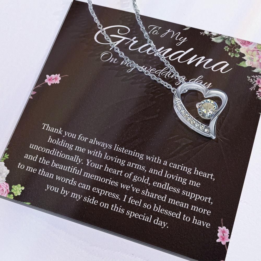 Grandmother of the Bride Gift Necklace Gift to Grandma on Wedding Day Bride Jewelry Forever Love Present