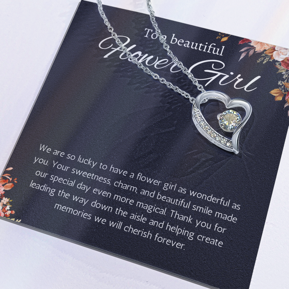 Flower Girl Gift Necklace Flower Girl Thank You Gift Flower Girl Wedding Gift Wedding Bridal Party Forever Love Jewelry