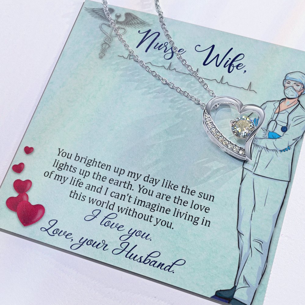 Nurse Wife Gift Necklace, Birthday Gift Necklace For Nurse Wife, anniversary Gift Necklace For Nurse Wife, Solitaire Crystal Necklace, Gift From Husband