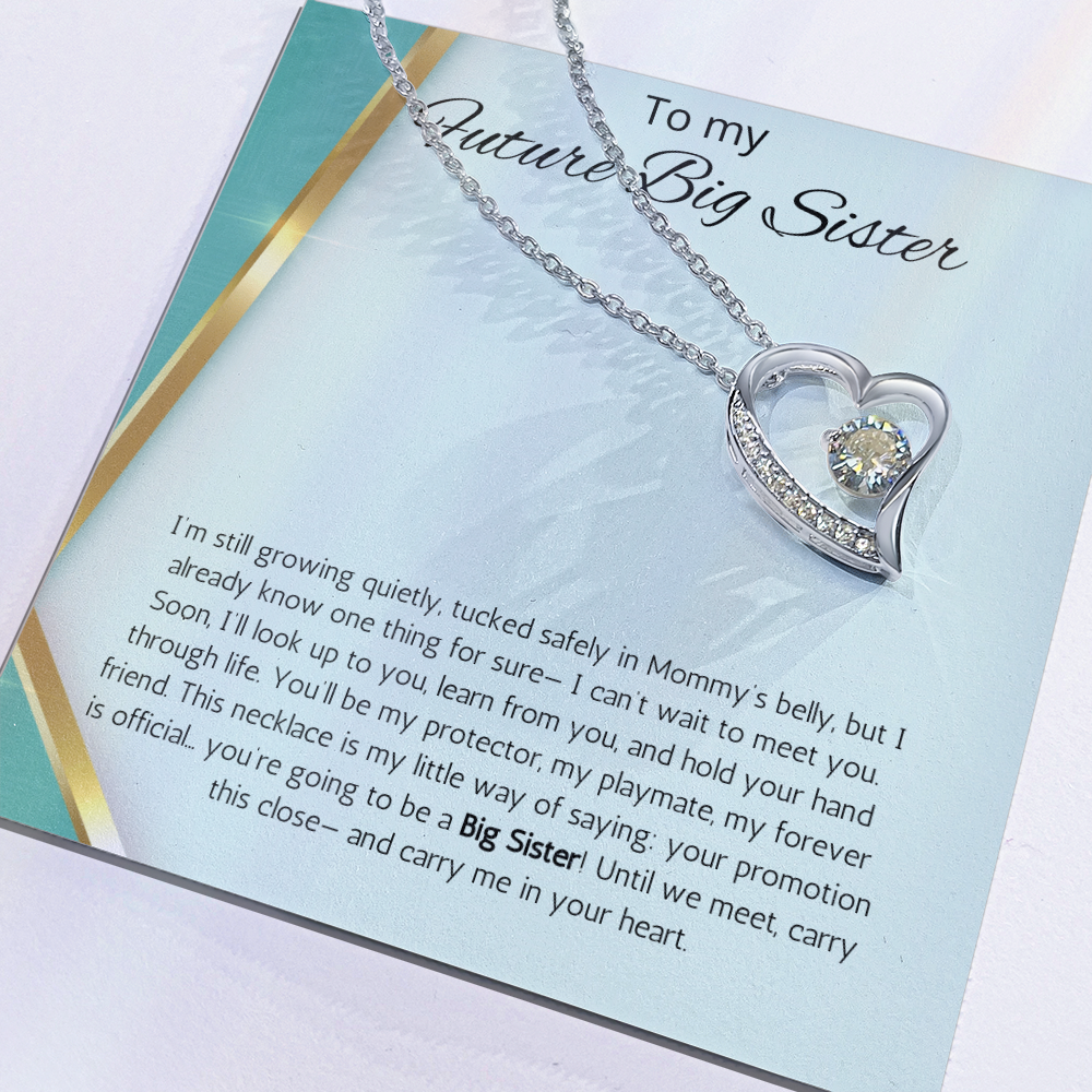 Promoted to Big Sister Gift Necklace Pregnancy Reveal Announcement Forever Love Jewelry Present
