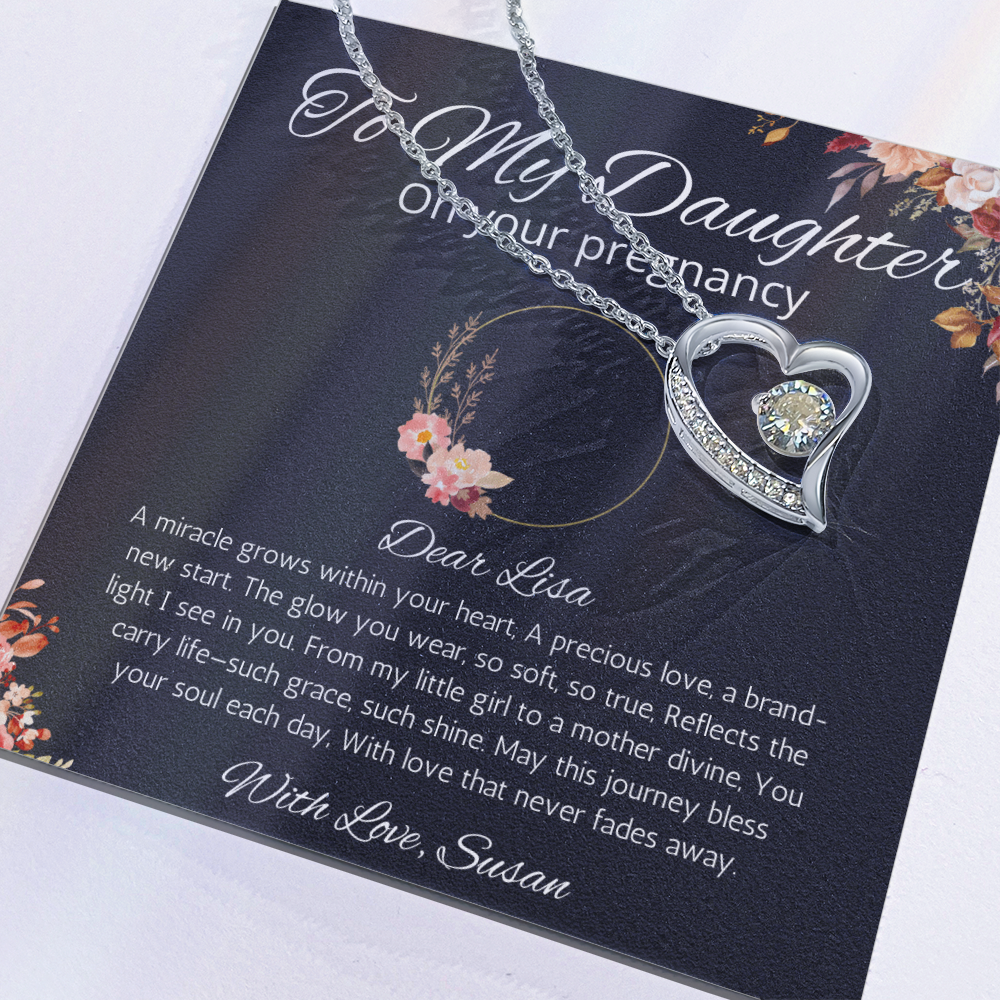 Daughter Pregnancy Gift Necklace, Personalized Gift From Mom, Baby shoer Gift  Forever Love Jewelry for  Pregnant Daughter Gift from Mom
