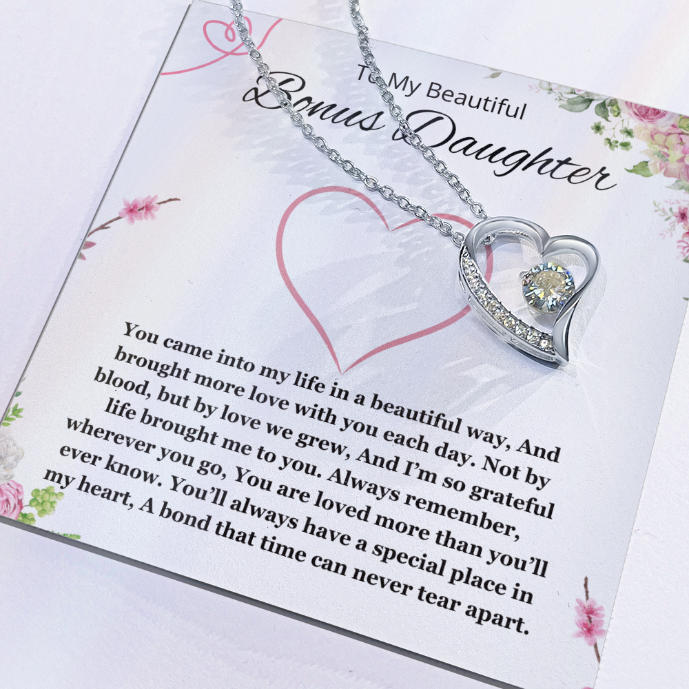 Step Daughter Gift Necklace Bonus Daughter Jewelry  Stepdaughter Gift from step mom stepdad forever Love