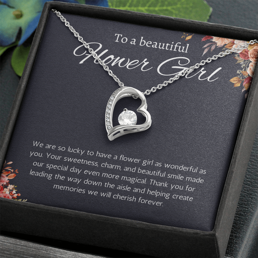 Flower Girl Gift Necklace Flower Girl Thank You Gift Flower Girl Wedding Gift Wedding Bridal Party Forever Love Jewelry
