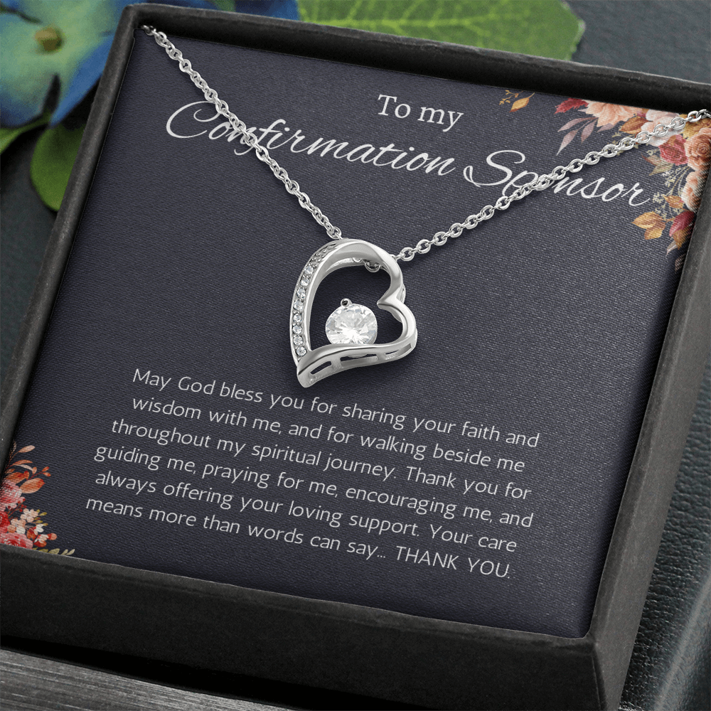 Confirmation Sponsor Gift for Women, Catholic Sponsor Gifts Thank you Gift Sponsor Confirmation Forever Love Jewelry Necklace