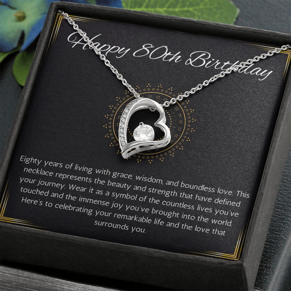 80th birthday gift for women, 80th birthday gift for mom, grandma, nana, Solitaire Crystal Necklace, 80th birthday jewelry necklace, turning 80