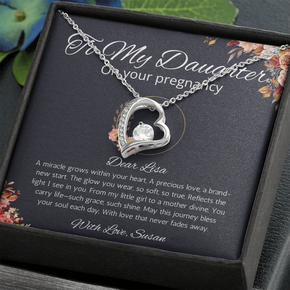 Daughter Pregnancy Gift Necklace, Personalized Gift From Mom, Baby shoer Gift  Forever Love Jewelry for  Pregnant Daughter Gift from Mom