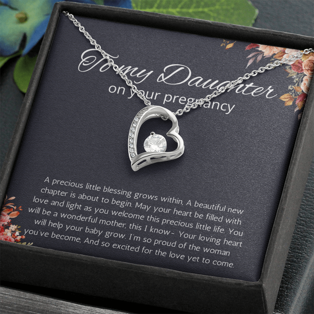 Daughter Pregnancy Gift for Baby Shower Necklace, Mom to be Jewelry Pregnant Daughter Gift from Mom Forever Love