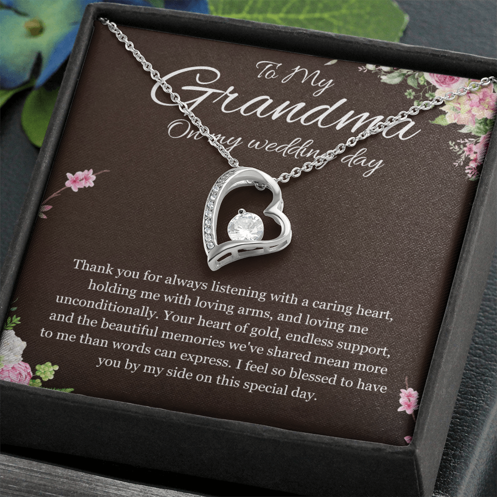 Grandmother of the Bride Gift Necklace Gift to Grandma on Wedding Day Bride Jewelry Forever Love Present