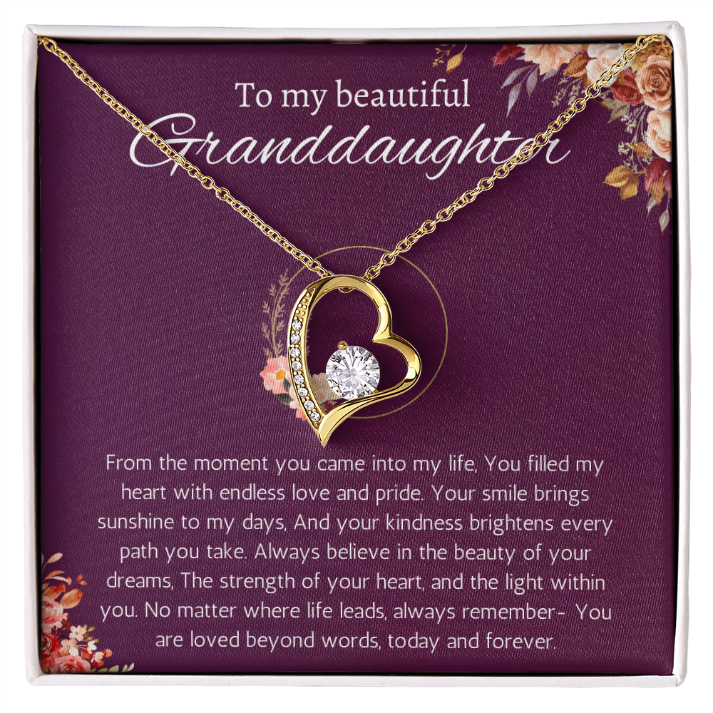 Granddaughter Gift Necklace for Birthday Christmas, Valentines, Mothers Day, Graduation Jewelry from Grandpa Grandma forever Love