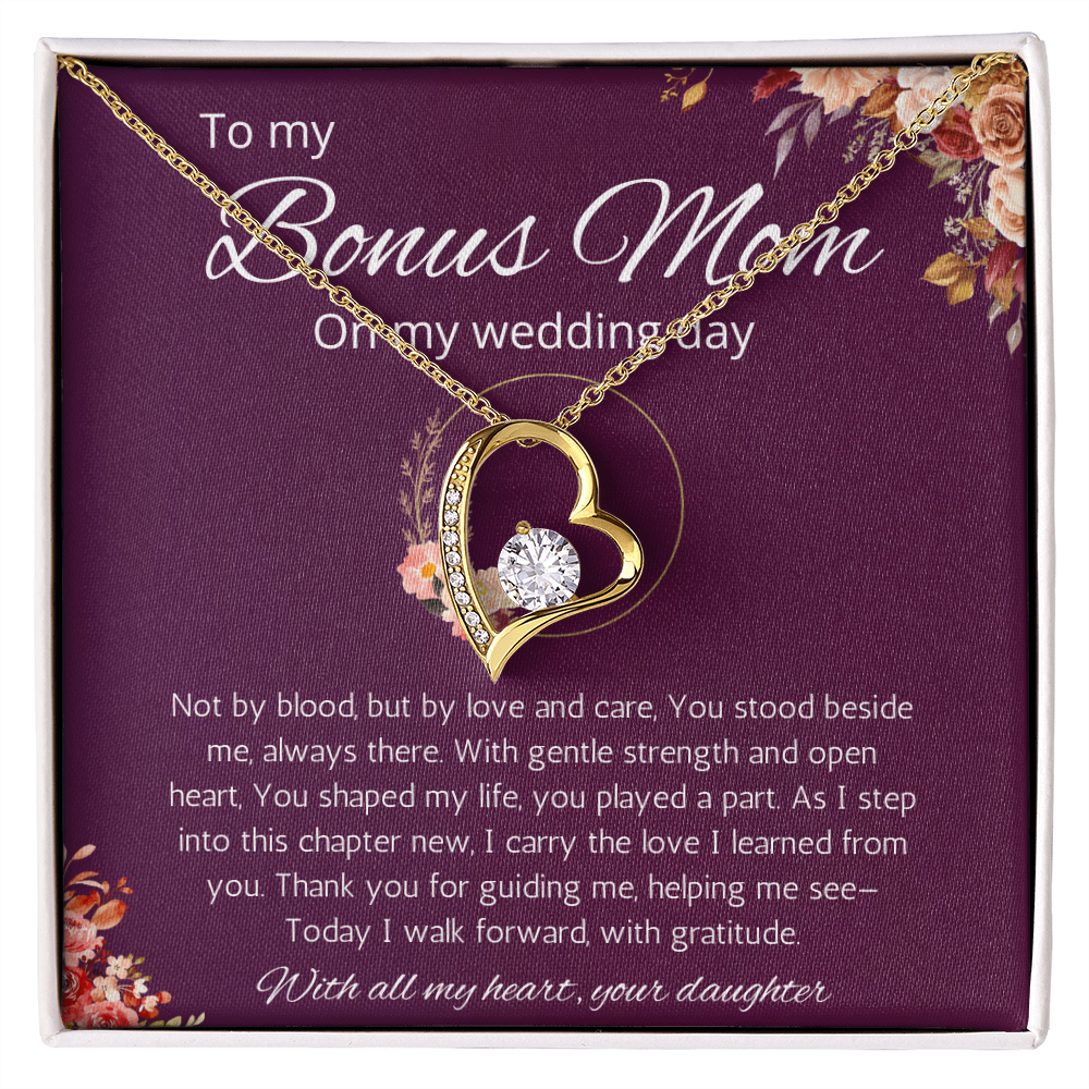 Bonus Mom Gift Necklace from Bride, Step Mother Wedding Gift From bride, Forever Love Gift Necklace From Bride to Stepmom from Stepdaughter