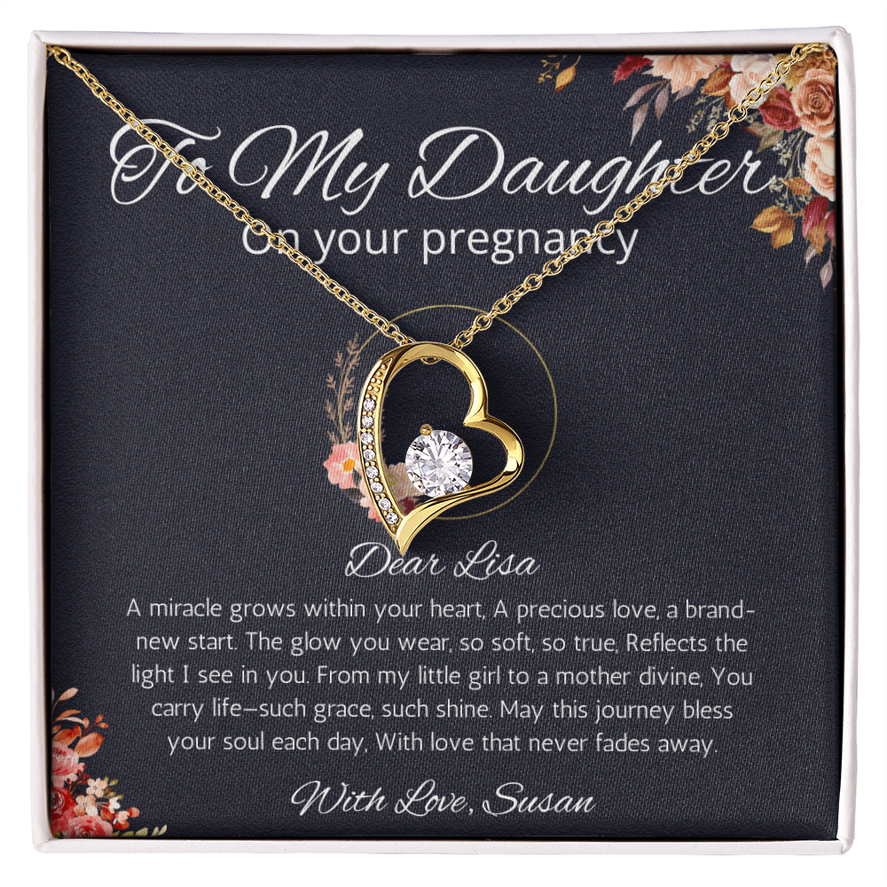Daughter Pregnancy Gift Necklace, Personalized Gift From Mom, Baby shoer Gift  Forever Love Jewelry for  Pregnant Daughter Gift from Mom