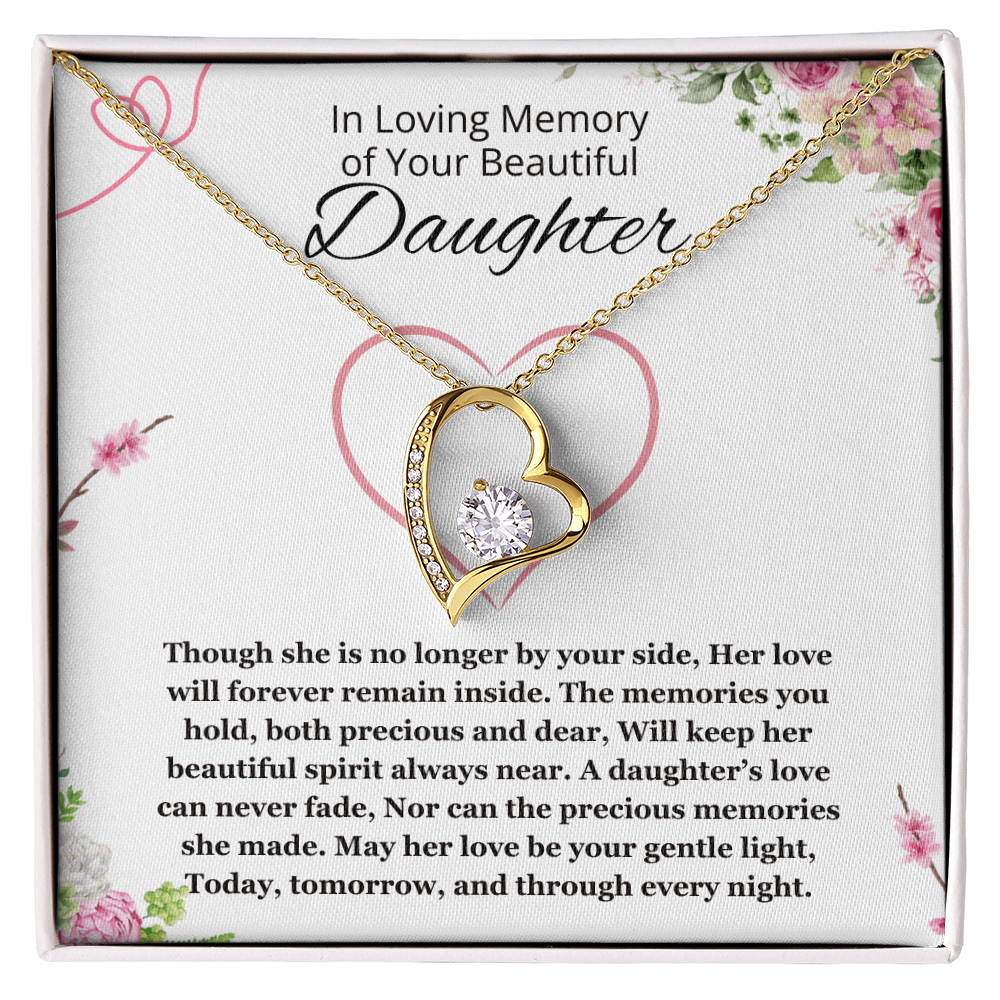 Memorial gift loss of Daughter Necklace Sorry for your Loss remembrance gift for mom Forever Love Jewelry