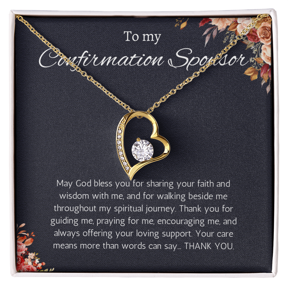 Confirmation Sponsor Gift for Women, Catholic Sponsor Gifts Thank you Gift Sponsor Confirmation Forever Love Jewelry Necklace