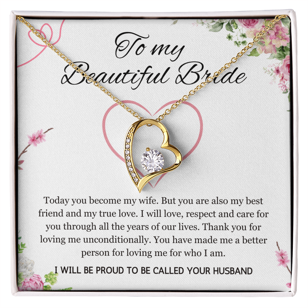 Wedding Day Gift for Bride from Groom, Forever Love Necklace to My Beautiful Wife from Husband Present Jewelry