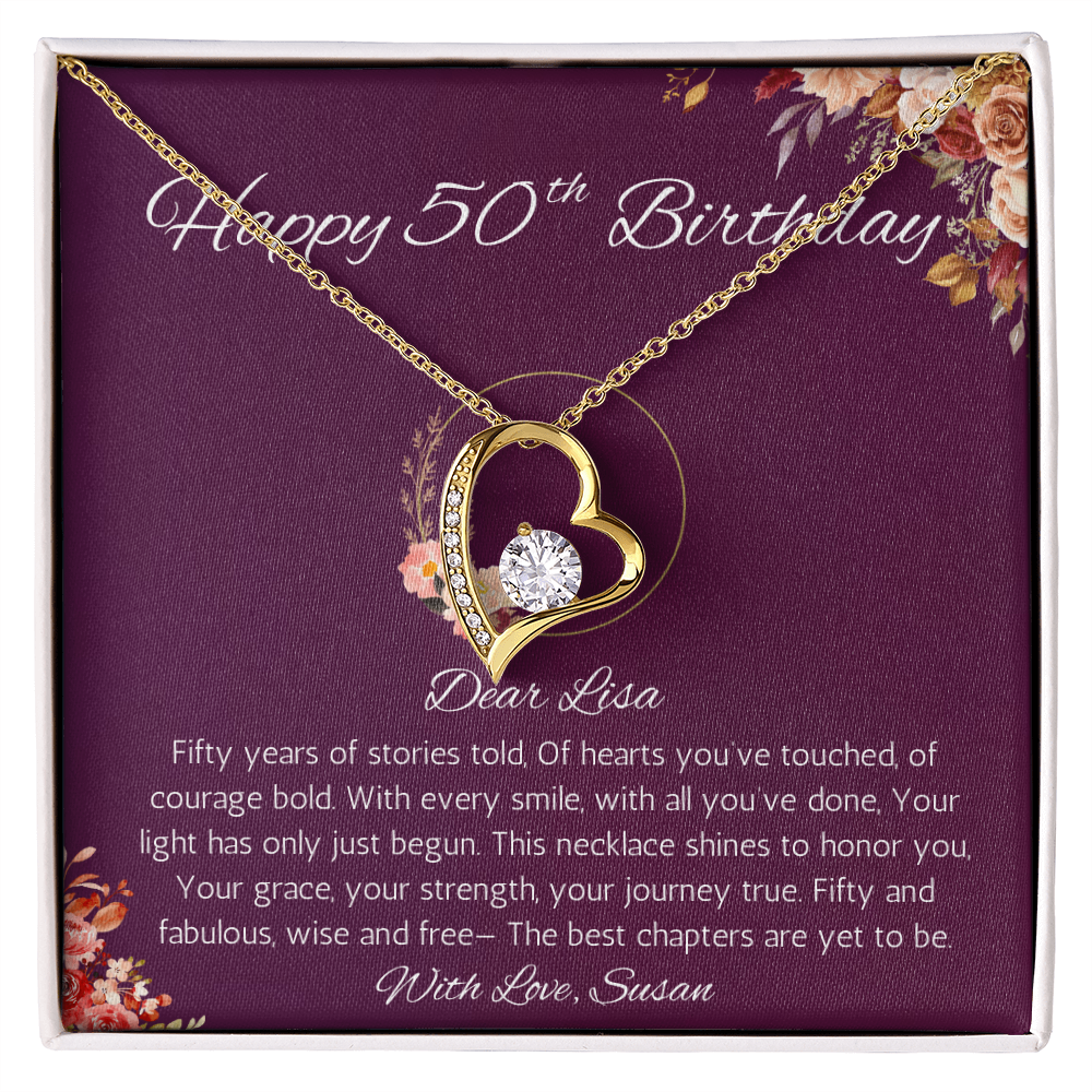 50th Birthday Gift for Women, Personalized 50th Birthday Forever Love Gift Necklace, Fiftieth Birthday Gift Jewelry for Women, Mom, Wife, Sister