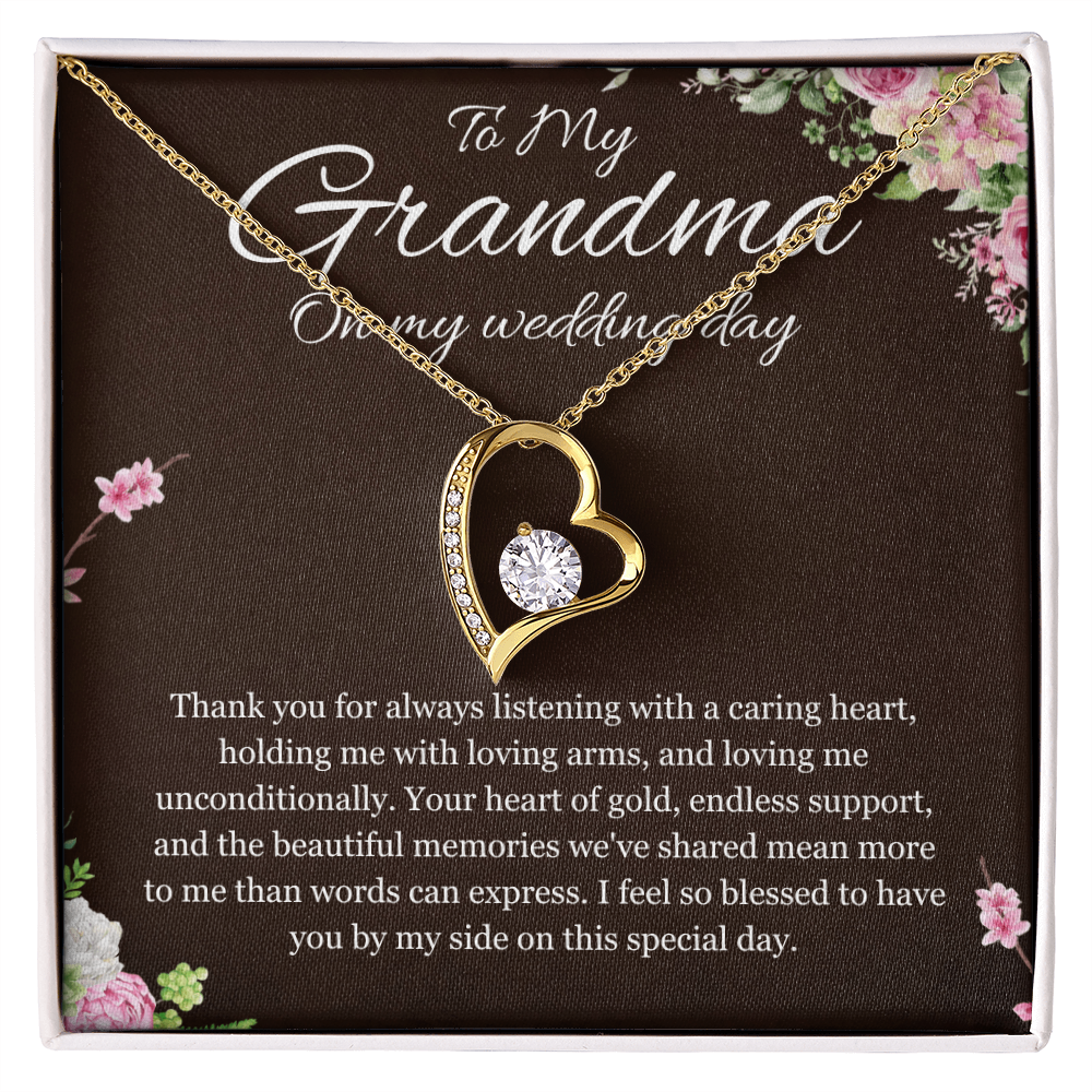 Grandmother of the Bride Gift Necklace Gift to Grandma on Wedding Day Bride Jewelry Forever Love Present
