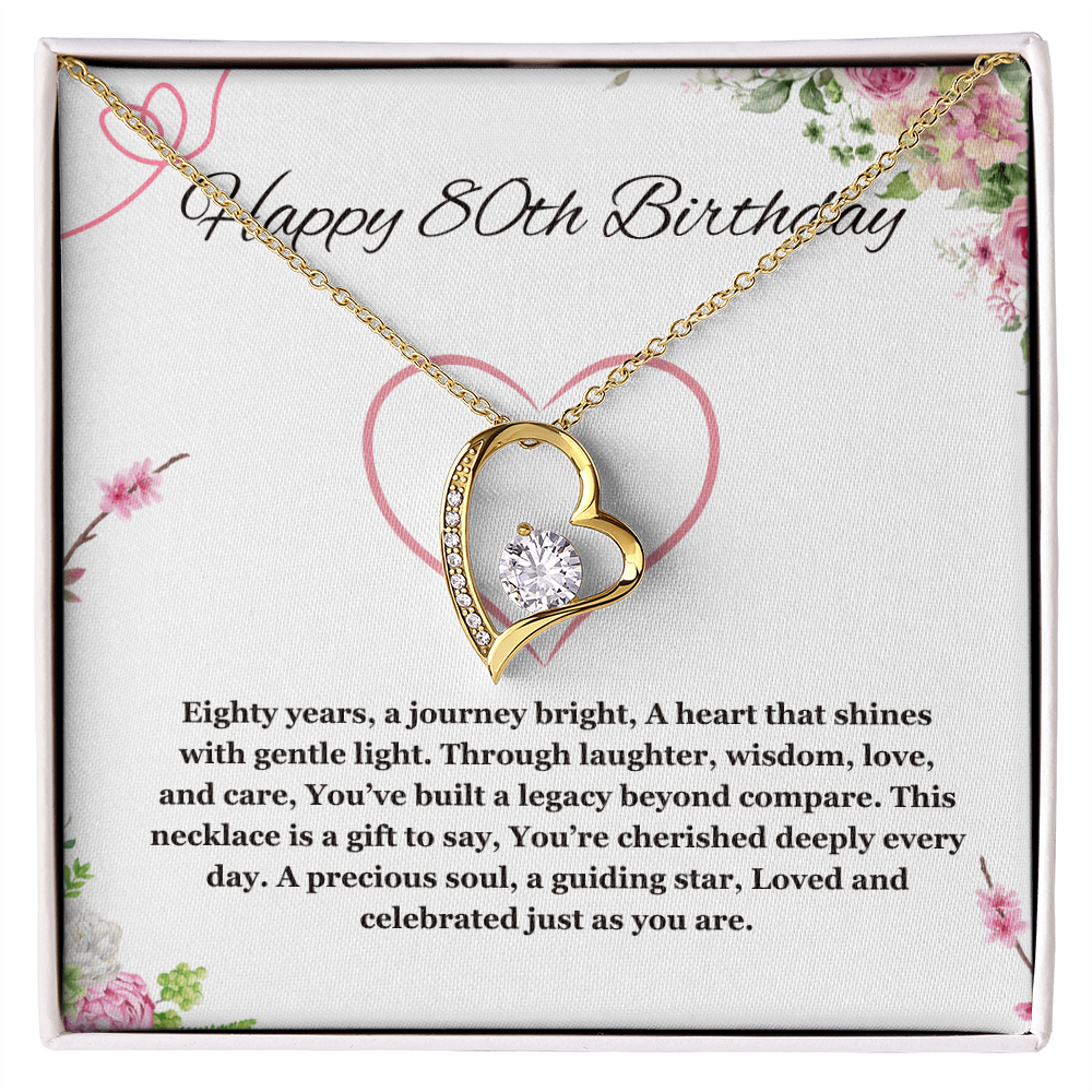 80th birthday gift for women, 80th birthday gift for mom, grandma, nana, Forever Love gift necklace, 80th birthday jewelry necklace, turning 80