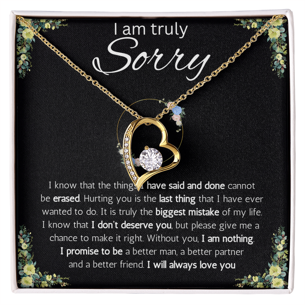 I'm sorry gift for her, apology gifts for her, i love you, i'm sorry gift necklace, sorry, forgiveness Solitaire Crystal necklace with message card