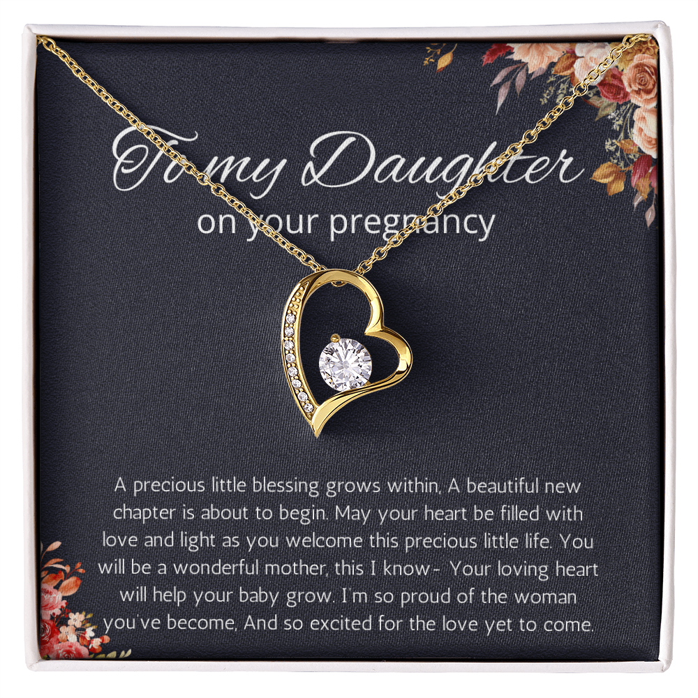Daughter Pregnancy Gift for Baby Shower Necklace, Mom to be Jewelry Pregnant Daughter Gift from Mom Forever Love