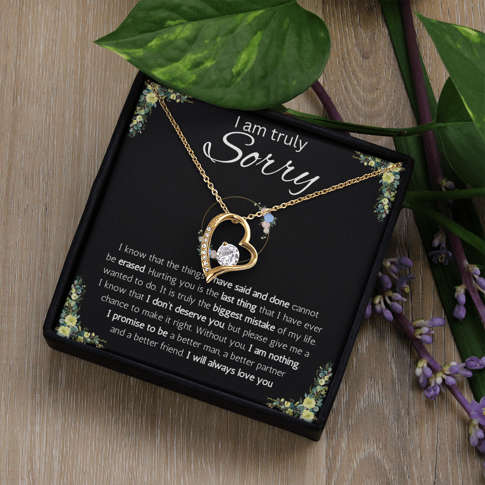 I'm sorry gift for her, apology gifts for her, i love you, i'm sorry gift necklace, sorry, forgiveness Solitaire Crystal necklace with message card