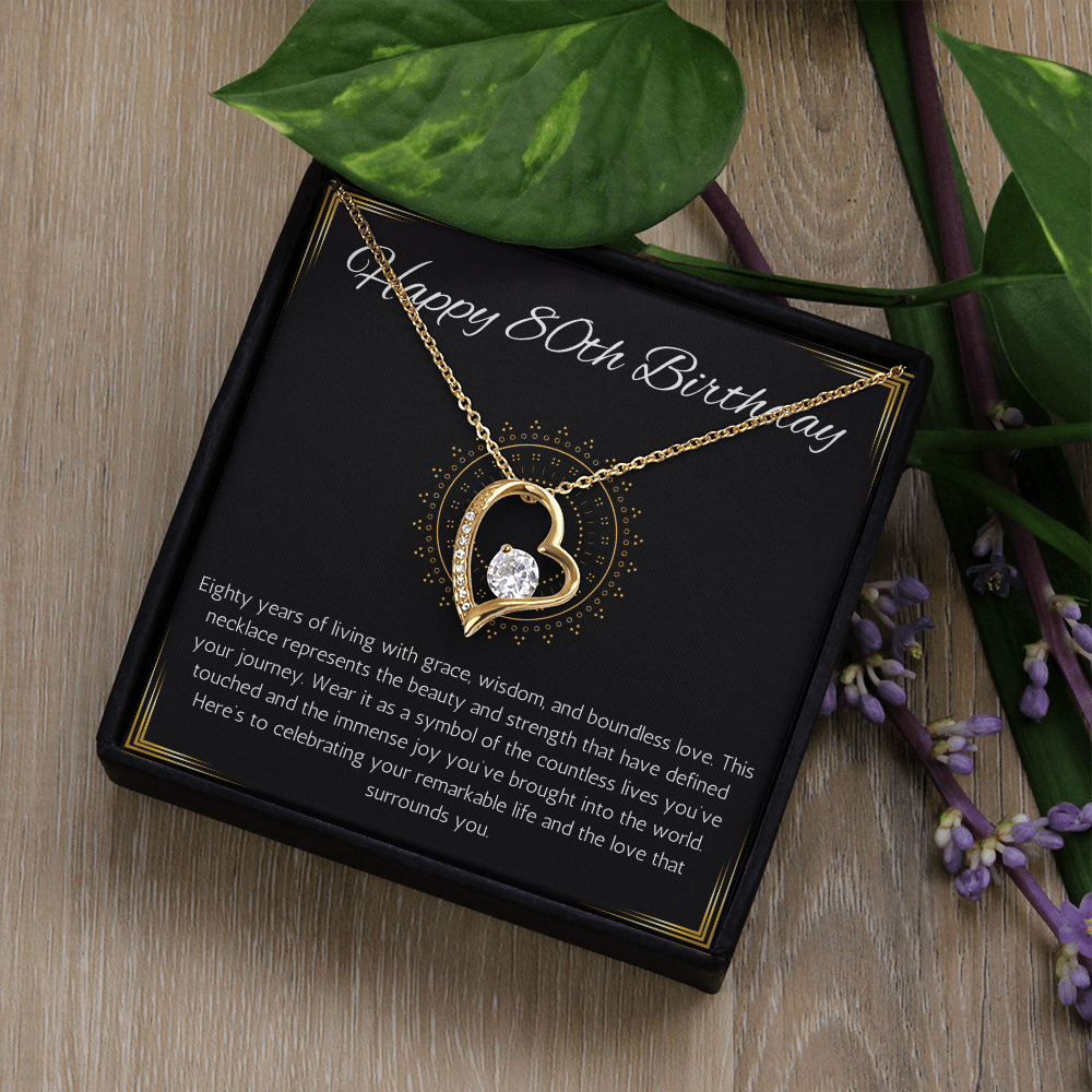 80th birthday gift for women, 80th birthday gift for mom, grandma, nana, Solitaire Crystal Necklace, 80th birthday jewelry necklace, turning 80
