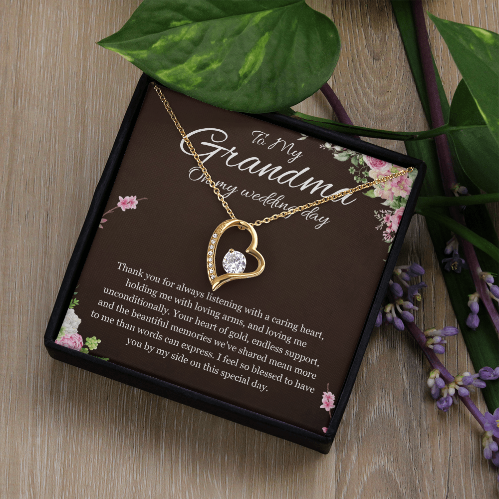 Grandmother of the Bride Gift Necklace Gift to Grandma on Wedding Day Bride Jewelry Forever Love Present