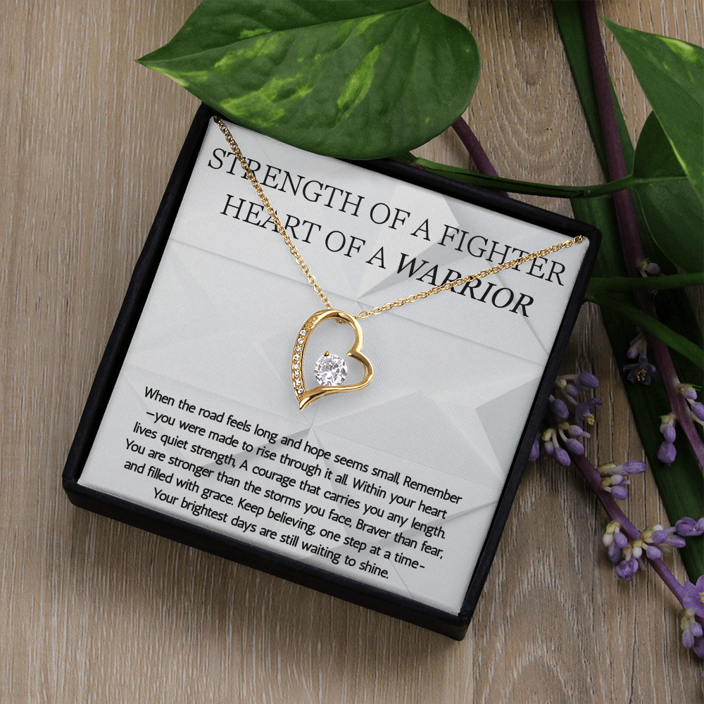 Warrior Forever Love Necklace, Strength of a Fighter Jewelry, Encouragement Gift
