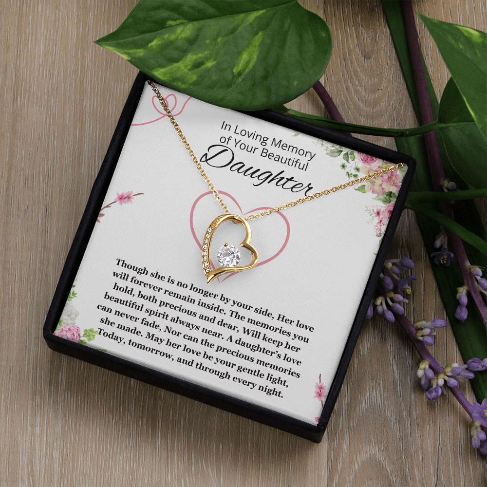 Memorial gift loss of Daughter Necklace Sorry for your Loss remembrance gift for mom Forever Love Jewelry
