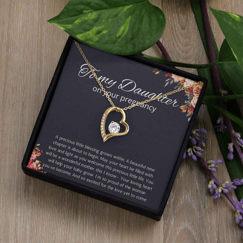 Daughter Pregnancy Gift for Baby Shower Necklace, Mom to be Jewelry Pregnant Daughter Gift from Mom Forever Love