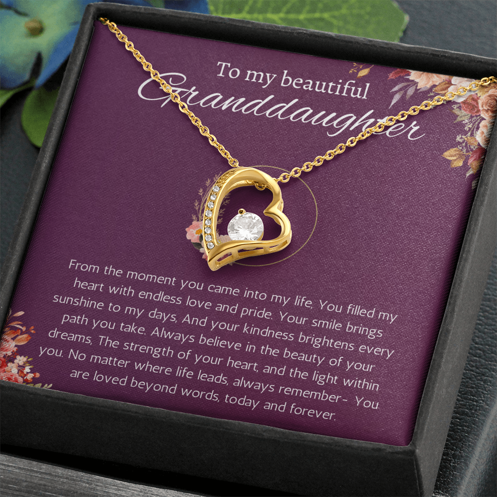 Granddaughter Gift Necklace for Birthday Christmas, Valentines, Mothers Day, Graduation Jewelry from Grandpa Grandma forever Love