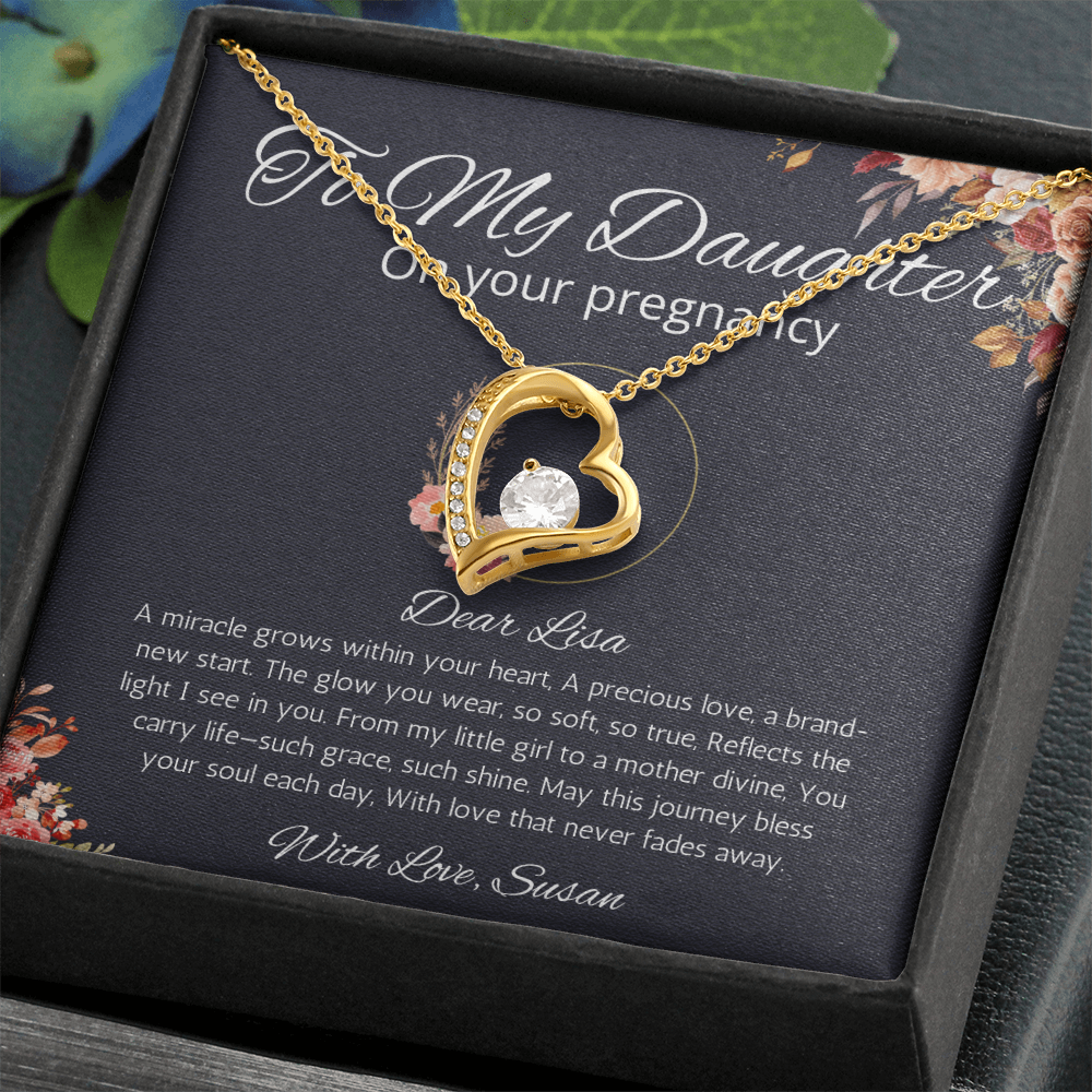 Daughter Pregnancy Gift Necklace, Personalized Gift From Mom, Baby shoer Gift  Forever Love Jewelry for  Pregnant Daughter Gift from Mom