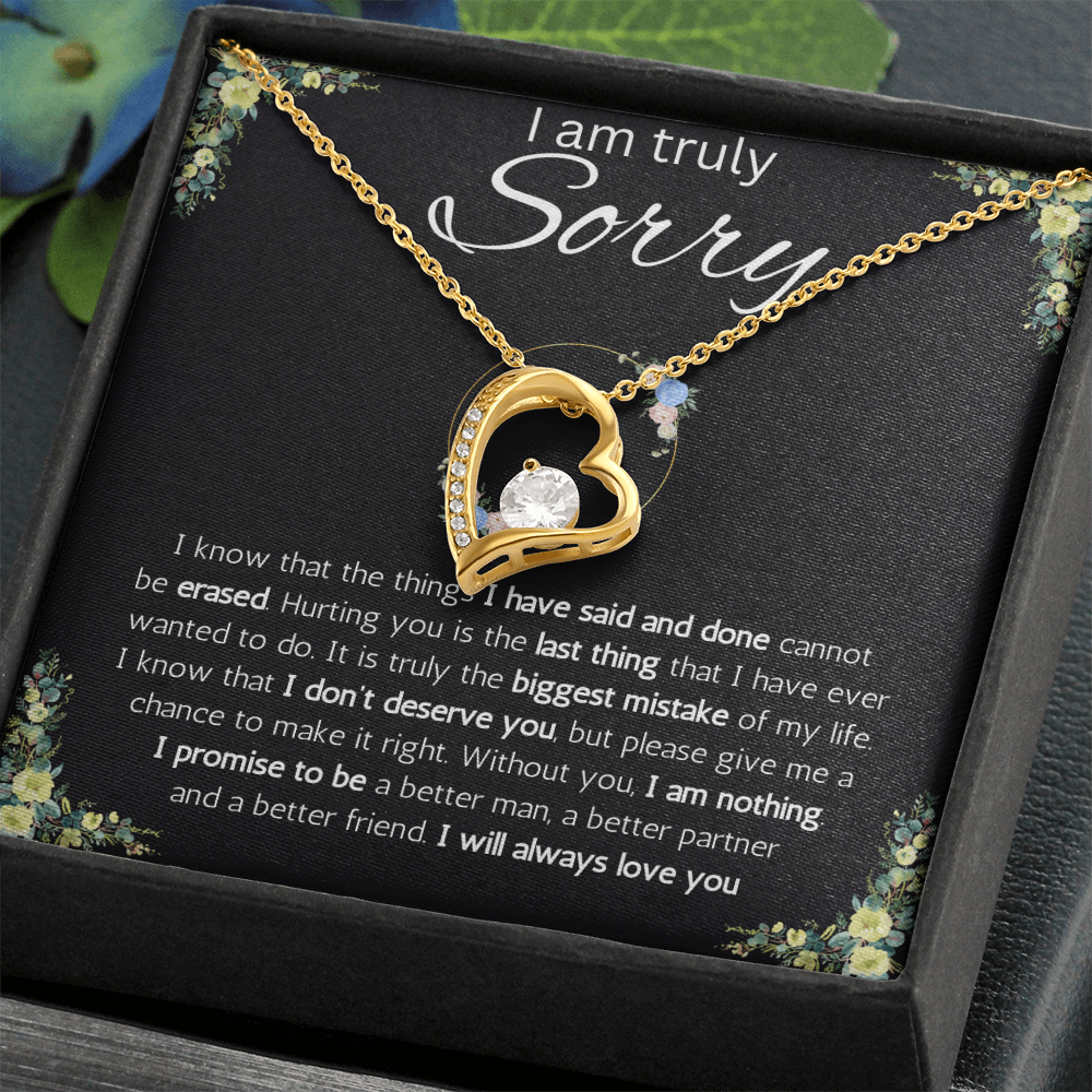 I'm sorry gift for her, apology gifts for her, i love you, i'm sorry gift necklace, sorry, forgiveness Solitaire Crystal necklace with message card