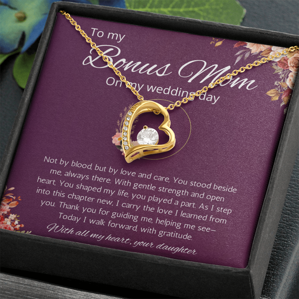 Bonus Mom Gift Necklace from Bride, Step Mother Wedding Gift From bride, Forever Love Gift Necklace From Bride to Stepmom from Stepdaughter