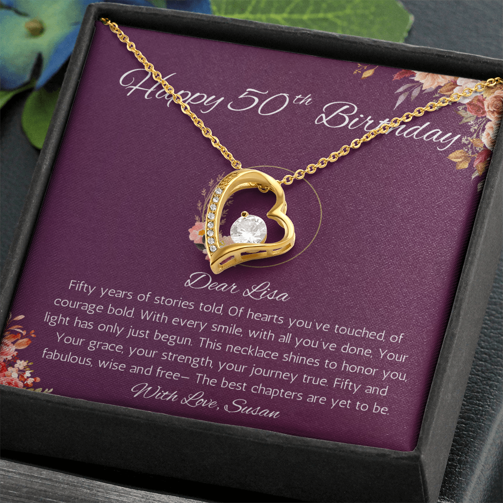 50th Birthday Gift for Women, Personalized 50th Birthday Forever Love Gift Necklace, Fiftieth Birthday Gift Jewelry for Women, Mom, Wife, Sister