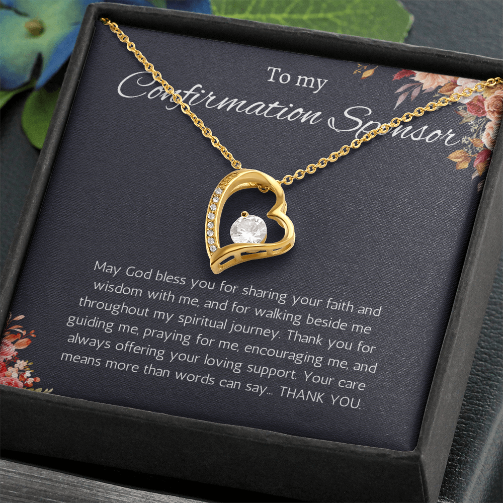 Confirmation Sponsor Gift for Women, Catholic Sponsor Gifts Thank you Gift Sponsor Confirmation Forever Love Jewelry Necklace