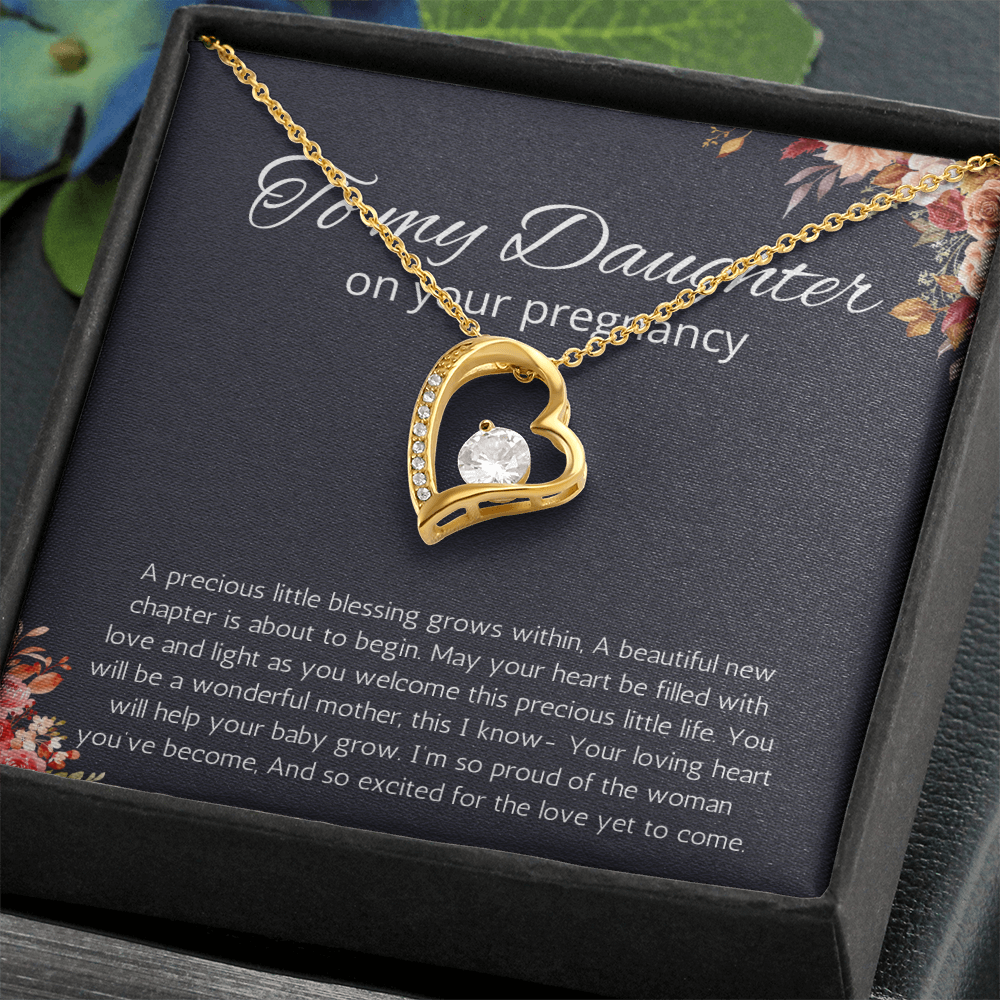 Daughter Pregnancy Gift for Baby Shower Necklace, Mom to be Jewelry Pregnant Daughter Gift from Mom Forever Love