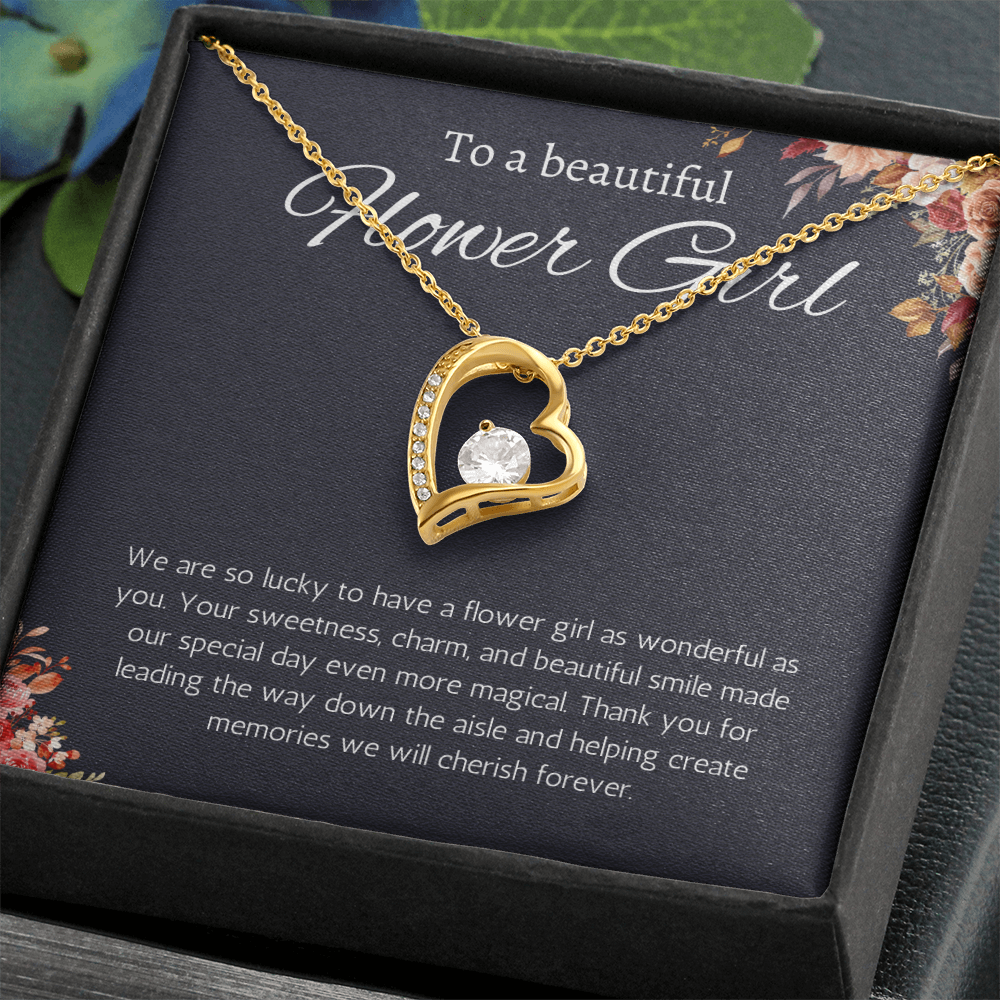 Flower Girl Gift Necklace Flower Girl Thank You Gift Flower Girl Wedding Gift Wedding Bridal Party Forever Love Jewelry