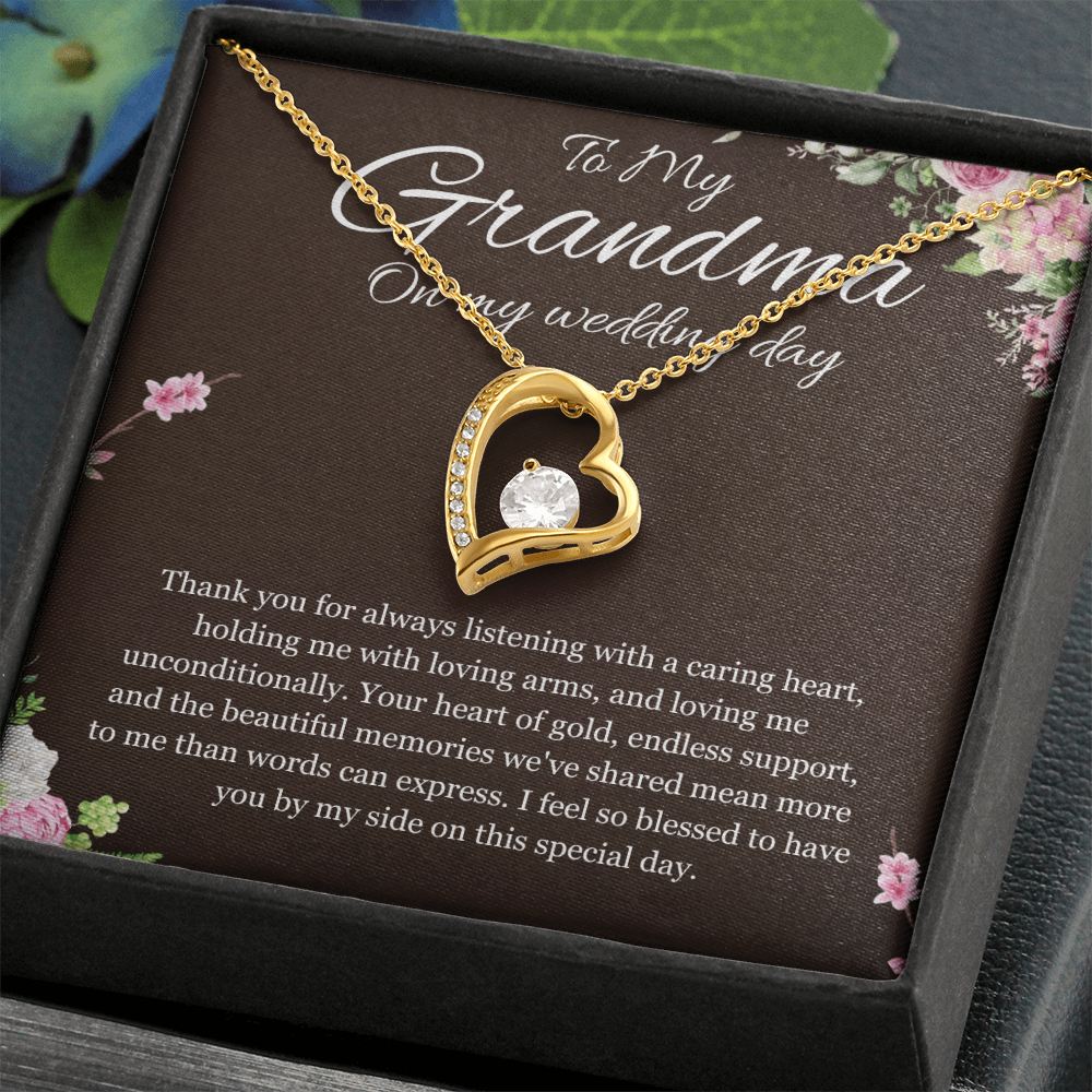 Grandmother of the Bride Gift Necklace Gift to Grandma on Wedding Day Bride Jewelry Forever Love Present